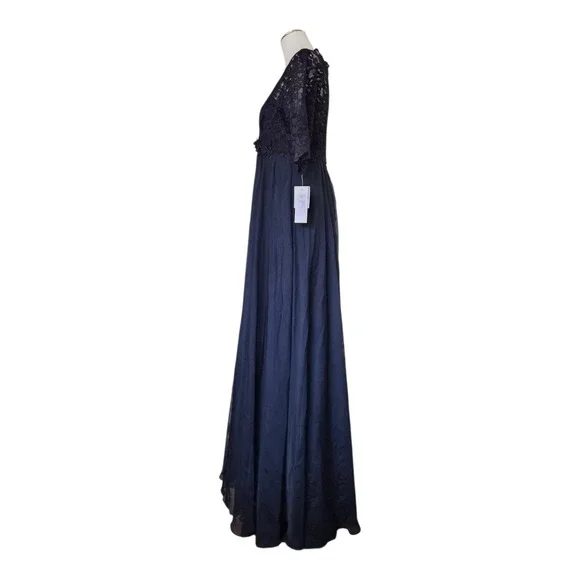 sachin and babi light blue dress V Neck Long Sleeves Pink Chiffon Slit Prom Dress with Appliques JTA457 main image 0